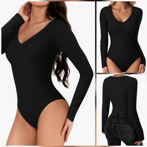 💬☔️🔥⏭️NWT Black Lightweight Long Sleeve Bodysuit Top Medium